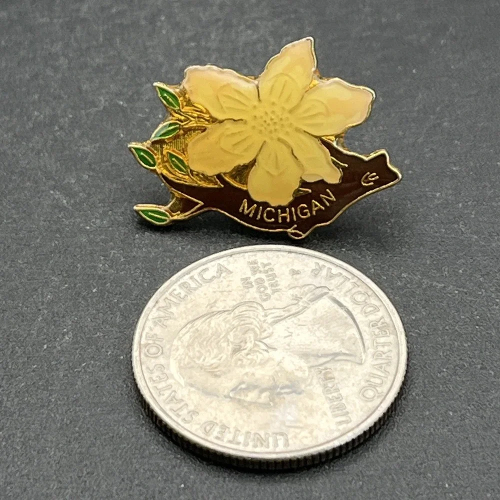 Michigan Apple Blossom State‎ Flower United States Of America Lapel Hat Pin